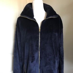 Old Navy Women's Navy Plush Zip-front Jacket Zip Pockets Size Small/Tall NWT
